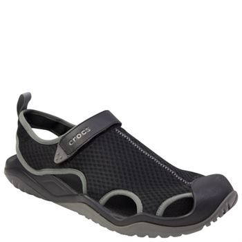 Crocs | Swiftwater Mesh Deck Sandal | Black | Men's Sandals | Rosenberg ...