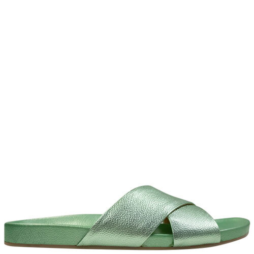 womens metallic slide sandals