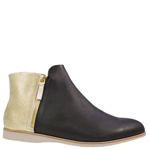 Rollie Side Zip Boot [Colour: Black/Brushed Gold] [Size: 42]