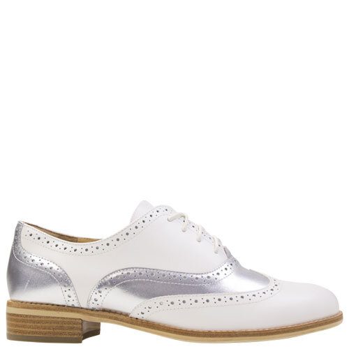 Staavias Oshyn White Silver Women s Wide Fit Brogues