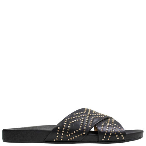 Tide Cross Slide [Colour: Black/Gold Stud] [Size: 42]