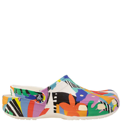 Classic Retro Resort Clog [Colour: White/Multi] [Size: 11]
