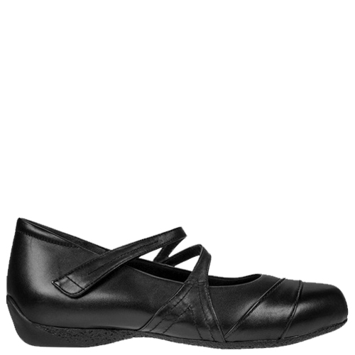 Ziera | X-Ray | Women's Black Leather Mary Jane Flats | Rosenberg Shoes |  Large Size